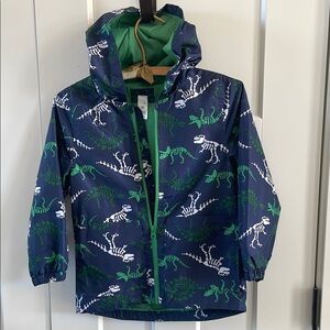Kids Dinosaur Print Rain Jacket - Blue and Green